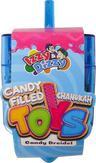 Blue Izzy & Dizzy medium candy-filled Chanukah dreidel container, front view