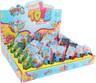 Retail display of multicolor Izzy & Dizzy mini candy-filled Chanukah dreidels