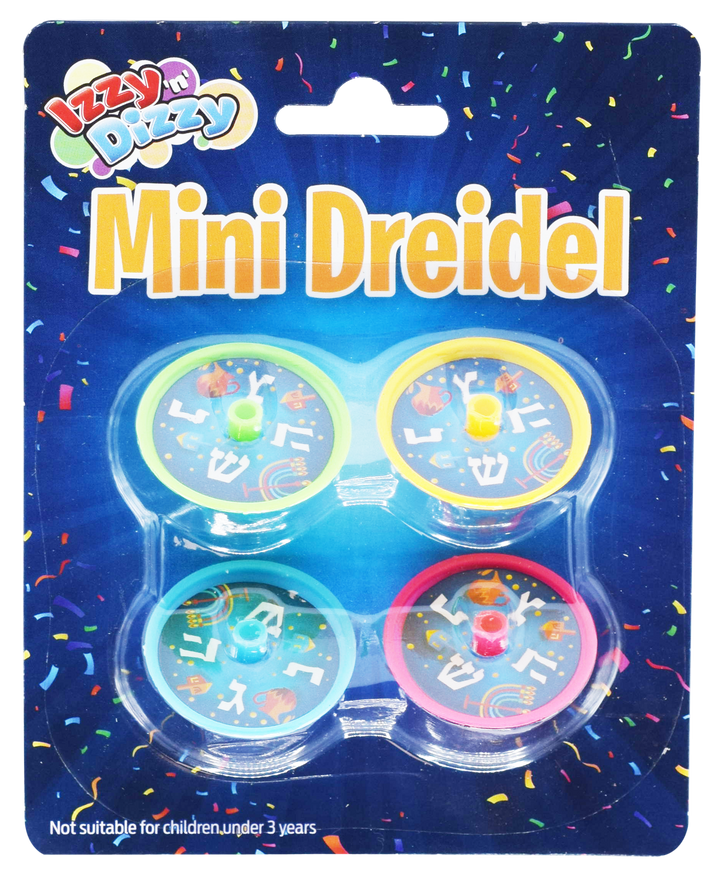 Izzy n Dizzy Mini Dreidel card with small round plastic spinners