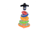 Izzy n Dizzy stackable dreidel set spinning as a stacked tower