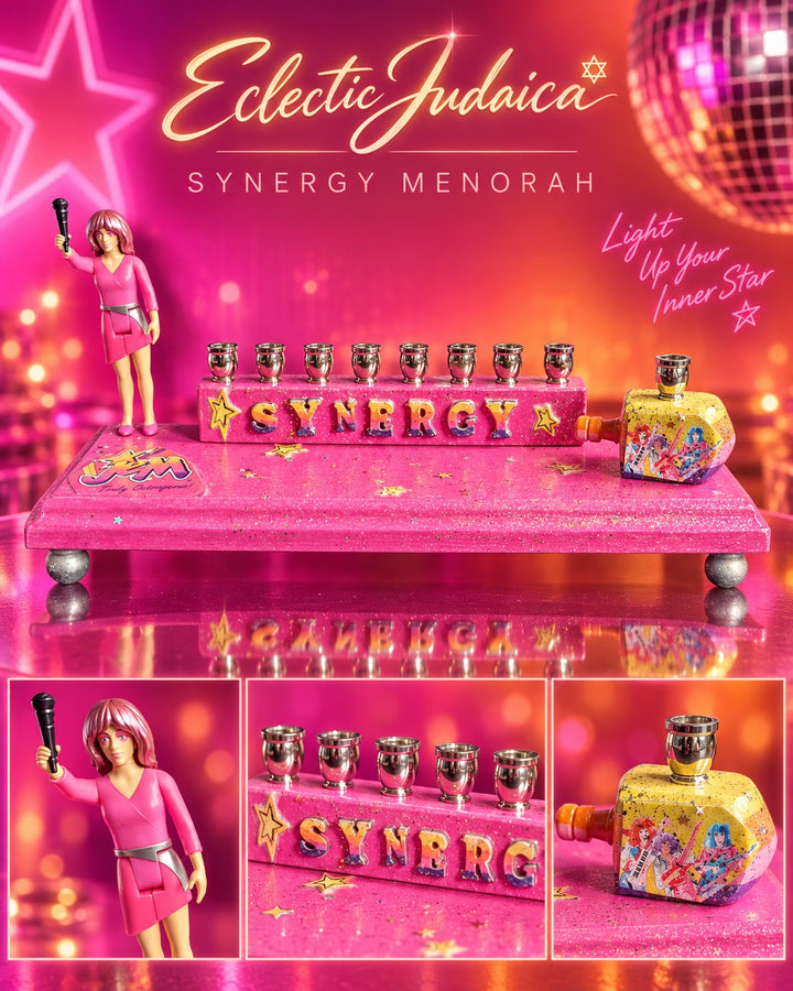 Jem SYNERGY menorah on a pink base