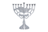 Aluminum Chanukah menorah with Jerusalem Old City skyline