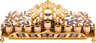 Gold-tone jeweled menorah with lions above a Jerusalem wall motif and blue stone leaves
