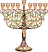 Jeweled Tree of Life Chanukah menorah with purple and green details