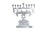 Aluminum Chanukah menorah with two facing Judean lions