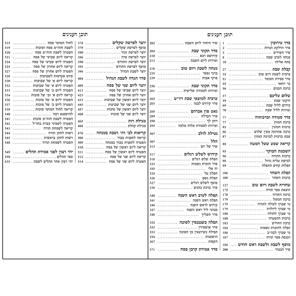 Sample page from the medium Sefard Shabbos siddur, maroon hardcover