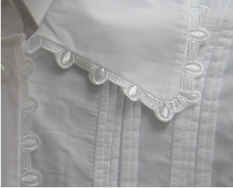 Kittel, Pleated, with Scalloped Lace - Judaica Decor view 3 | Judaica Square Lakewood