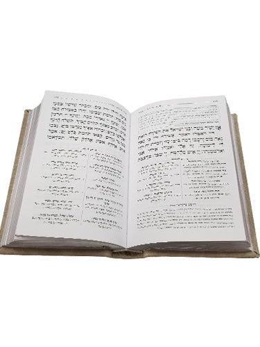 Open pages of the medium Tehillim Lehavanah, cristallo taupe, showing the Hebrew text layout