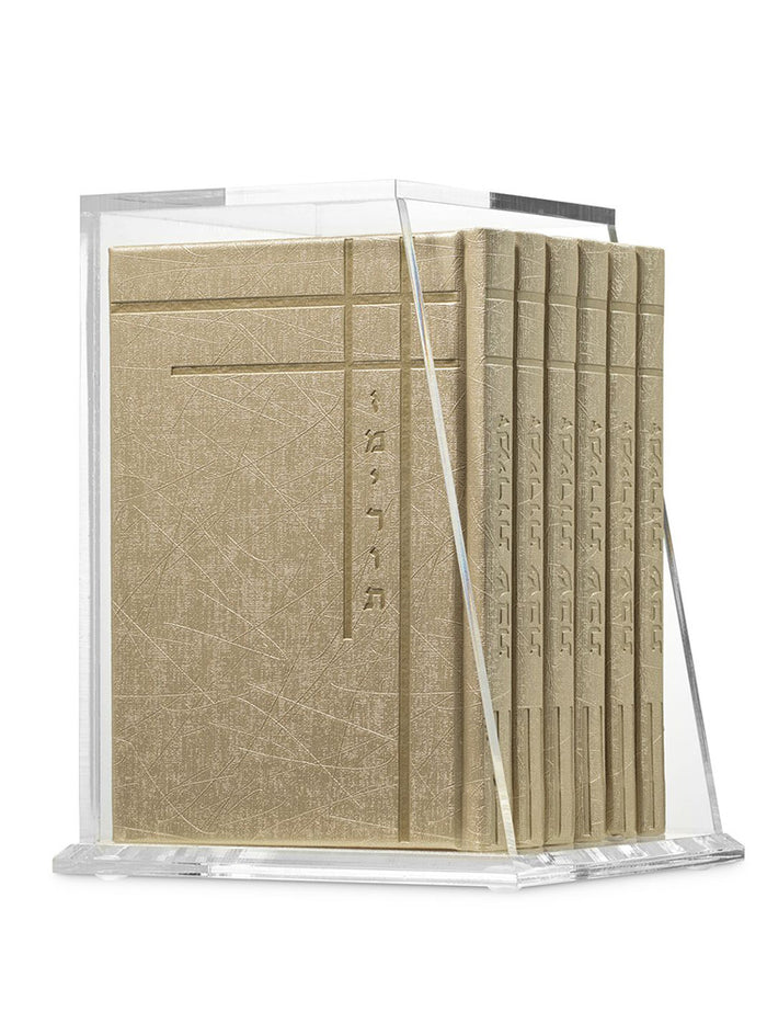 The six zemiros in a lucite holder in Corner PU Beige