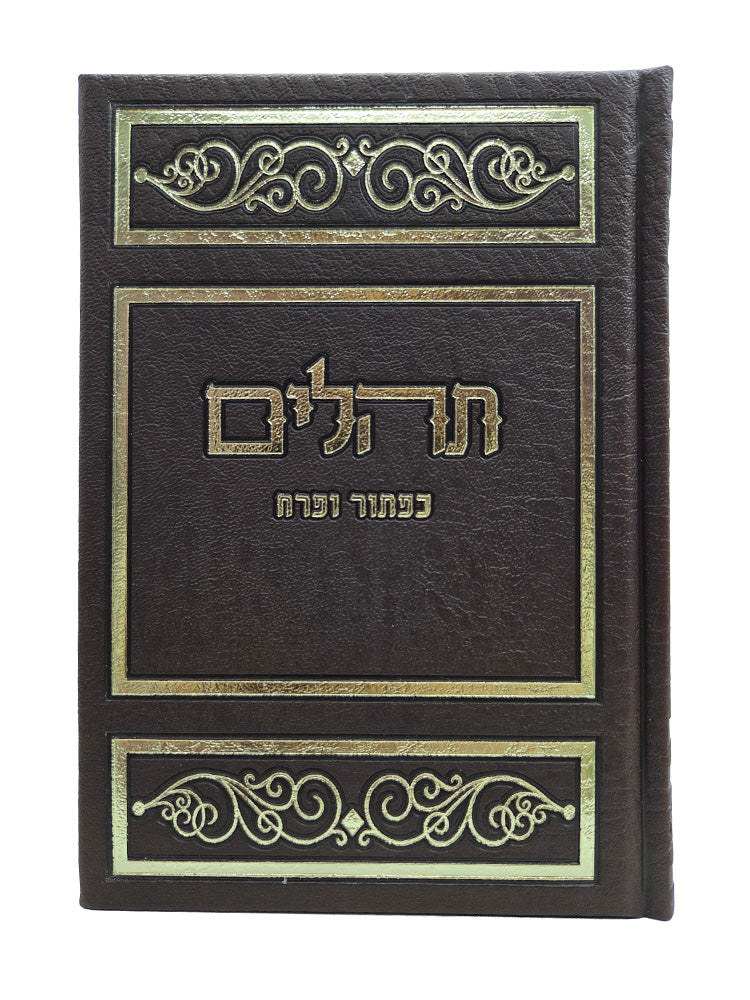 Front cover of the medium hardcover Tehillim, 5 x 7 in PU Brown