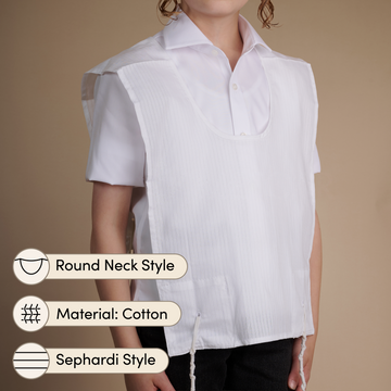 Boys’ Cotton Sephardi Tzitzis – Round Neck