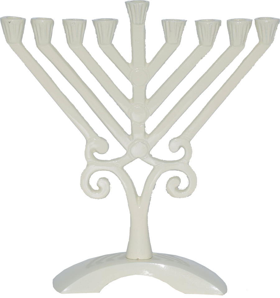 Kids' Rambam-Style Chanukah Menorah, White, 6.5 Inch