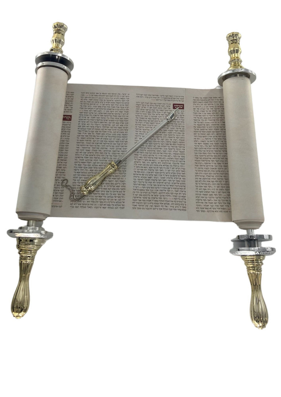 Kids Sefer Torah 18 in, White and Blue, open