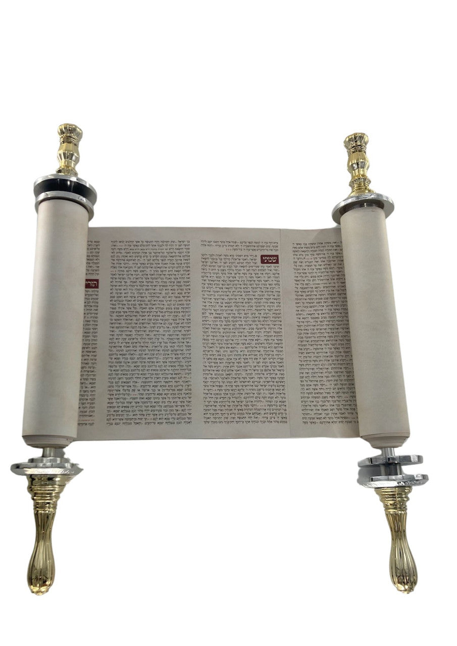Kids Sefer Torah 18 in, White and Blue, open