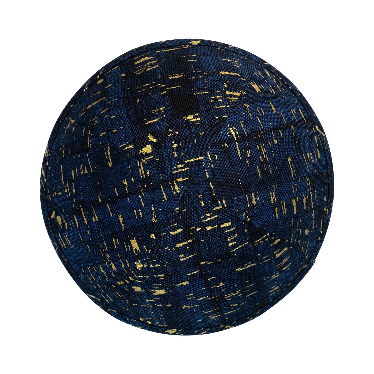Navy Cotton Kippah - side view showing six-panel design