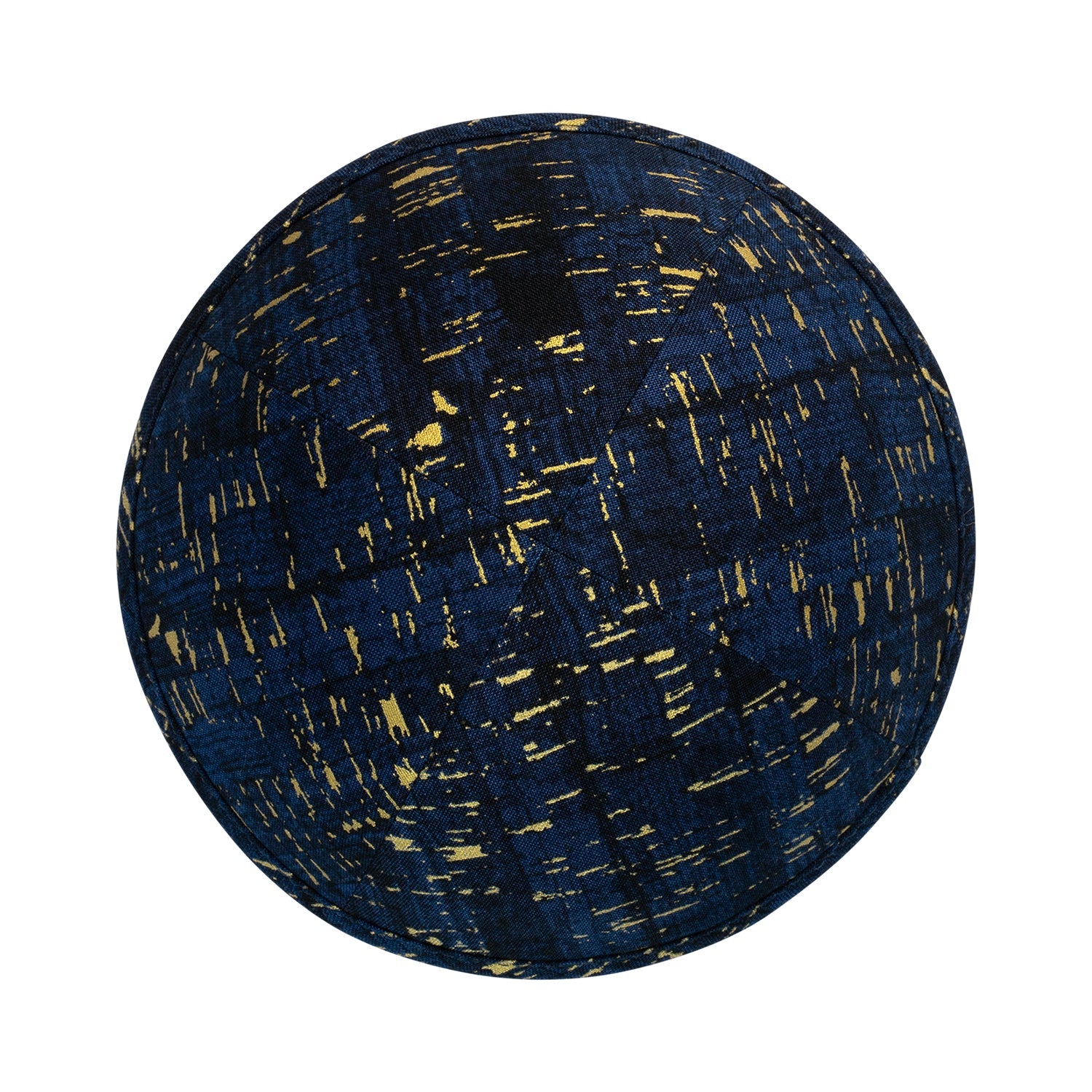 Navy Cotton Kippah - side view showing six-panel design