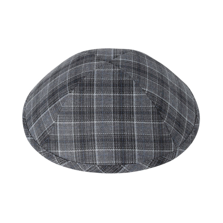 Dark Box Plaid Kippah – Light Gray Suiting Yarmulke
