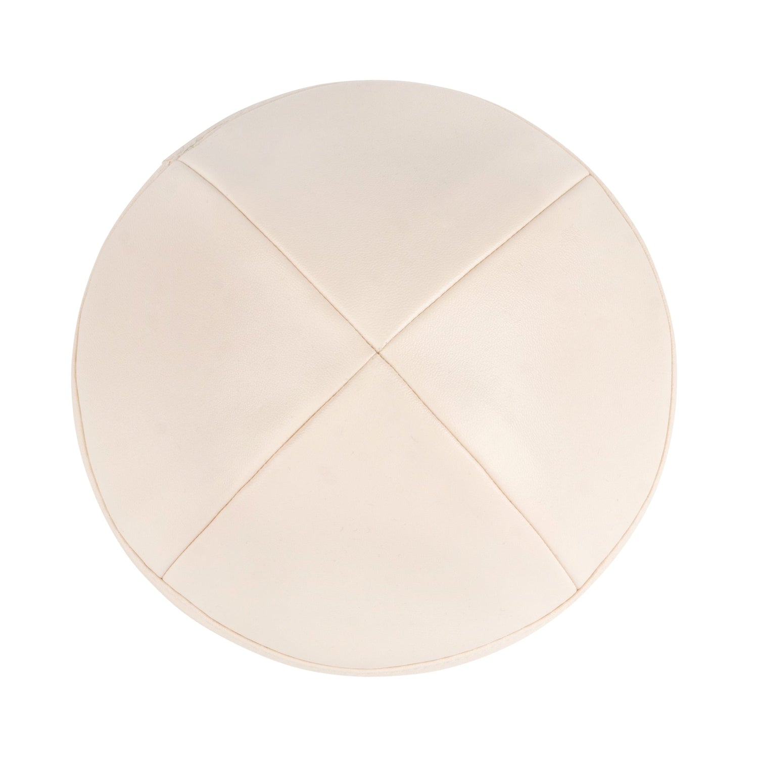 Ivory Leather Kippah - side view showing six-panel design