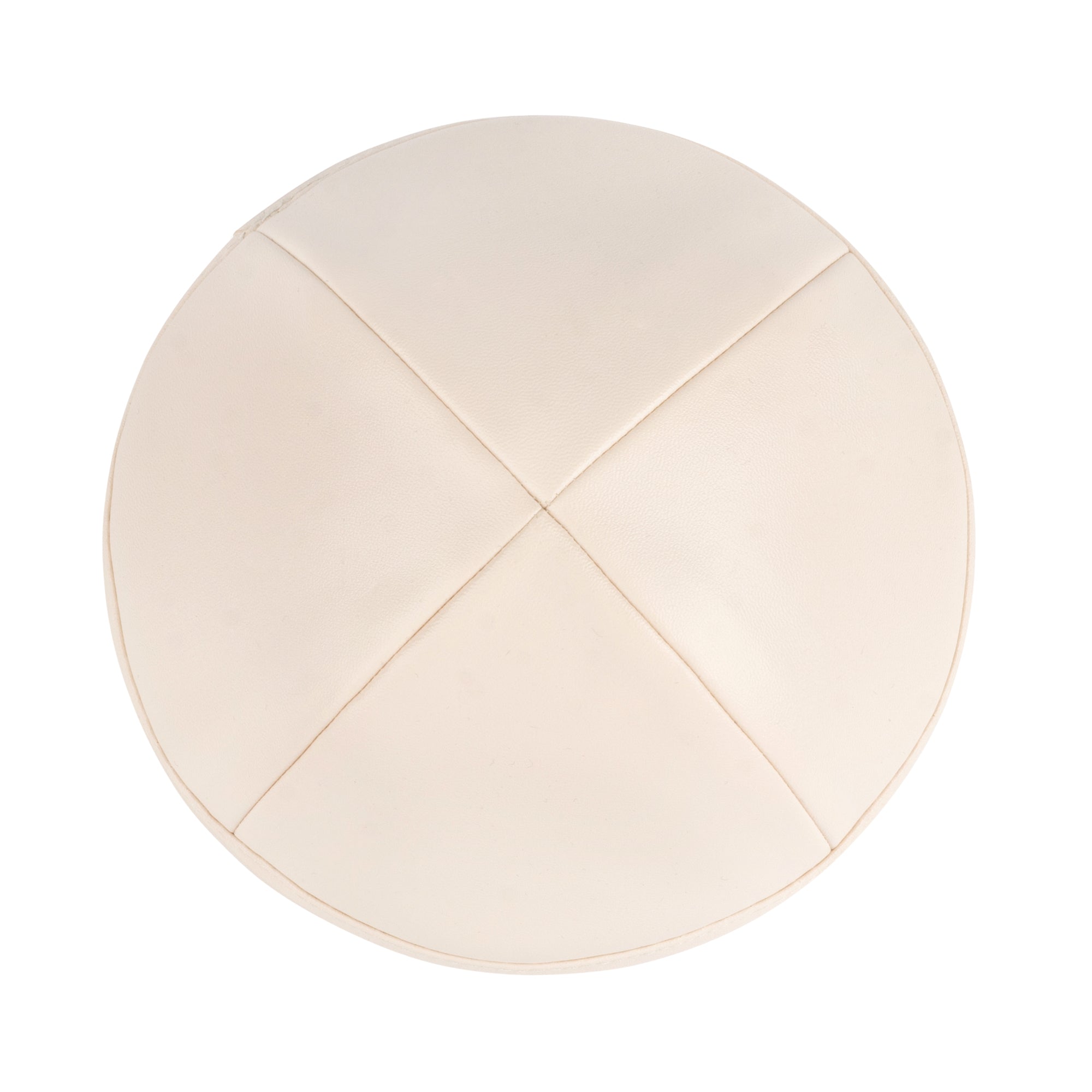 Ivory Leather Kippah - side view showing six-panel design