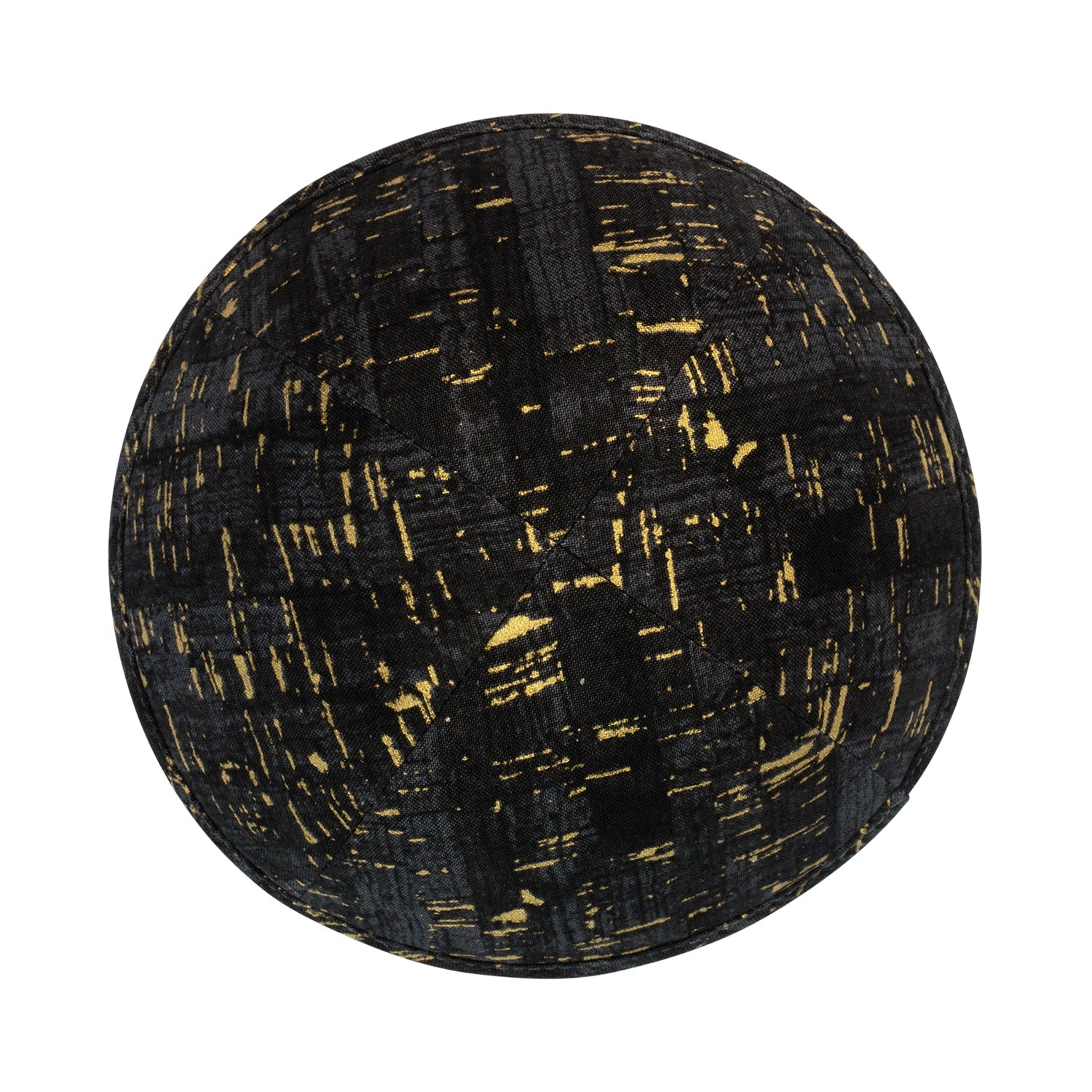 Black Cotton Kippah - side view showing six-panel design