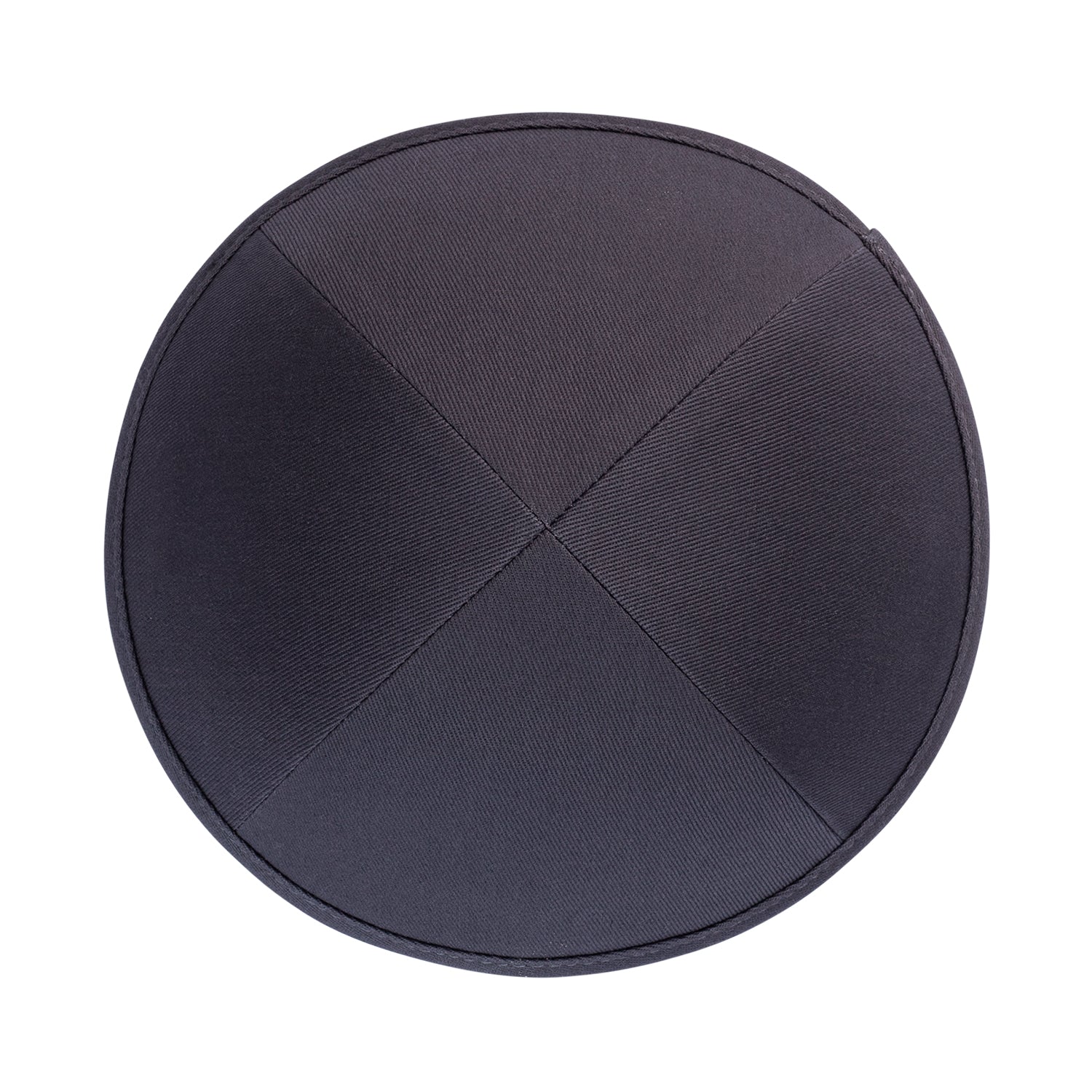 Gray Cotton Kippah - side view showing six-panel design
