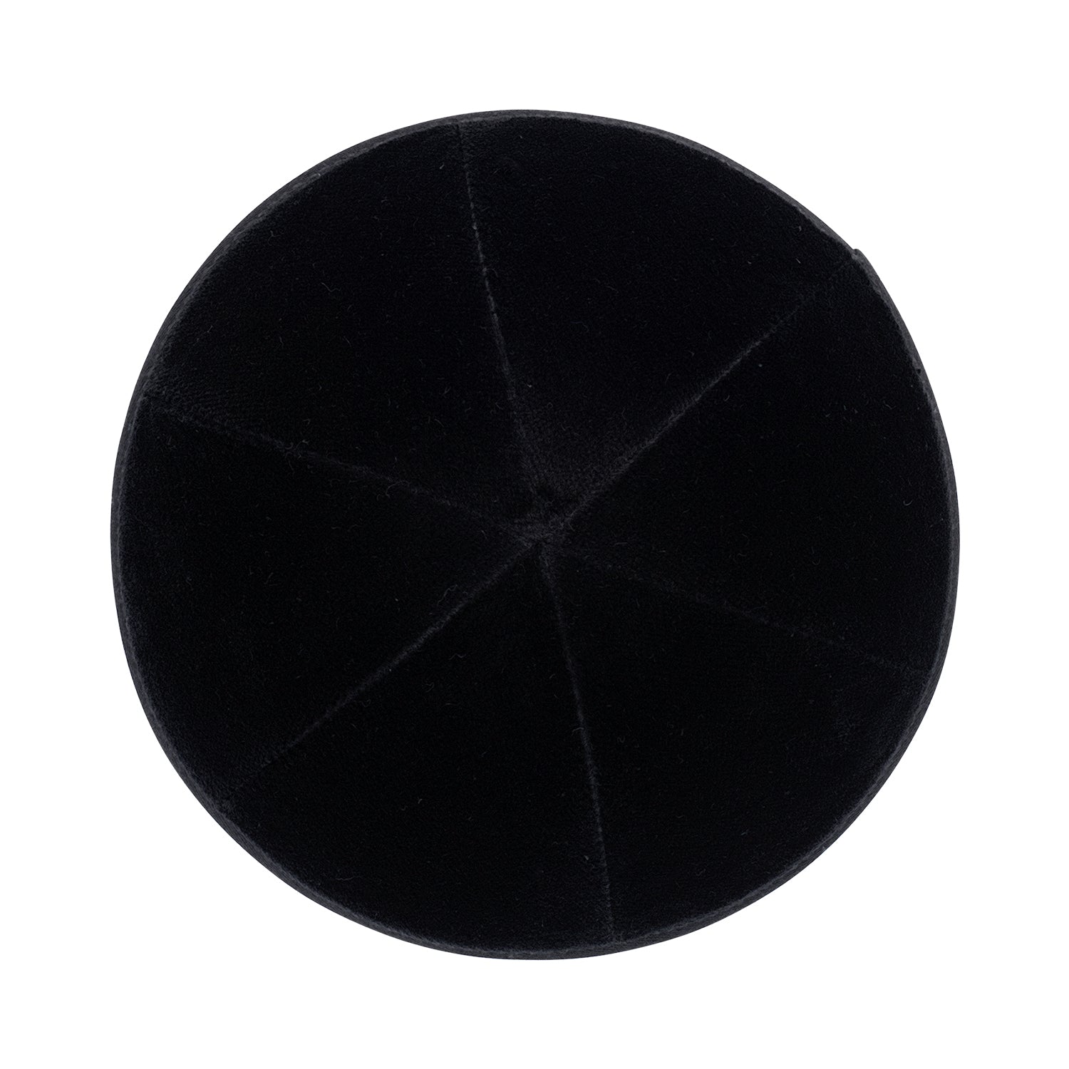 Black Velvet Kippah - side view showing six-panel design
