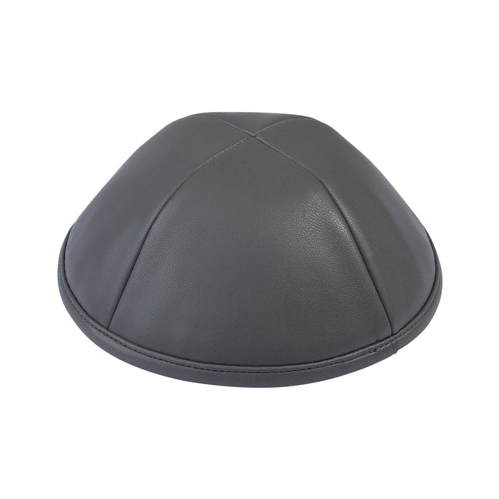 Gray Leather Kippah for Shabbos - iKippah by Judaica Square