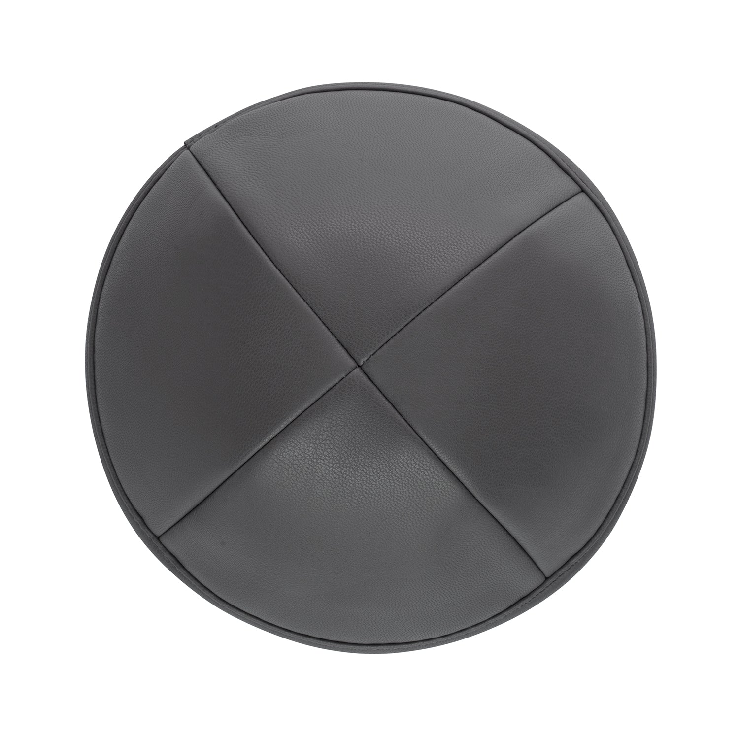 Gray Leather Kippah - side view showing six-panel design