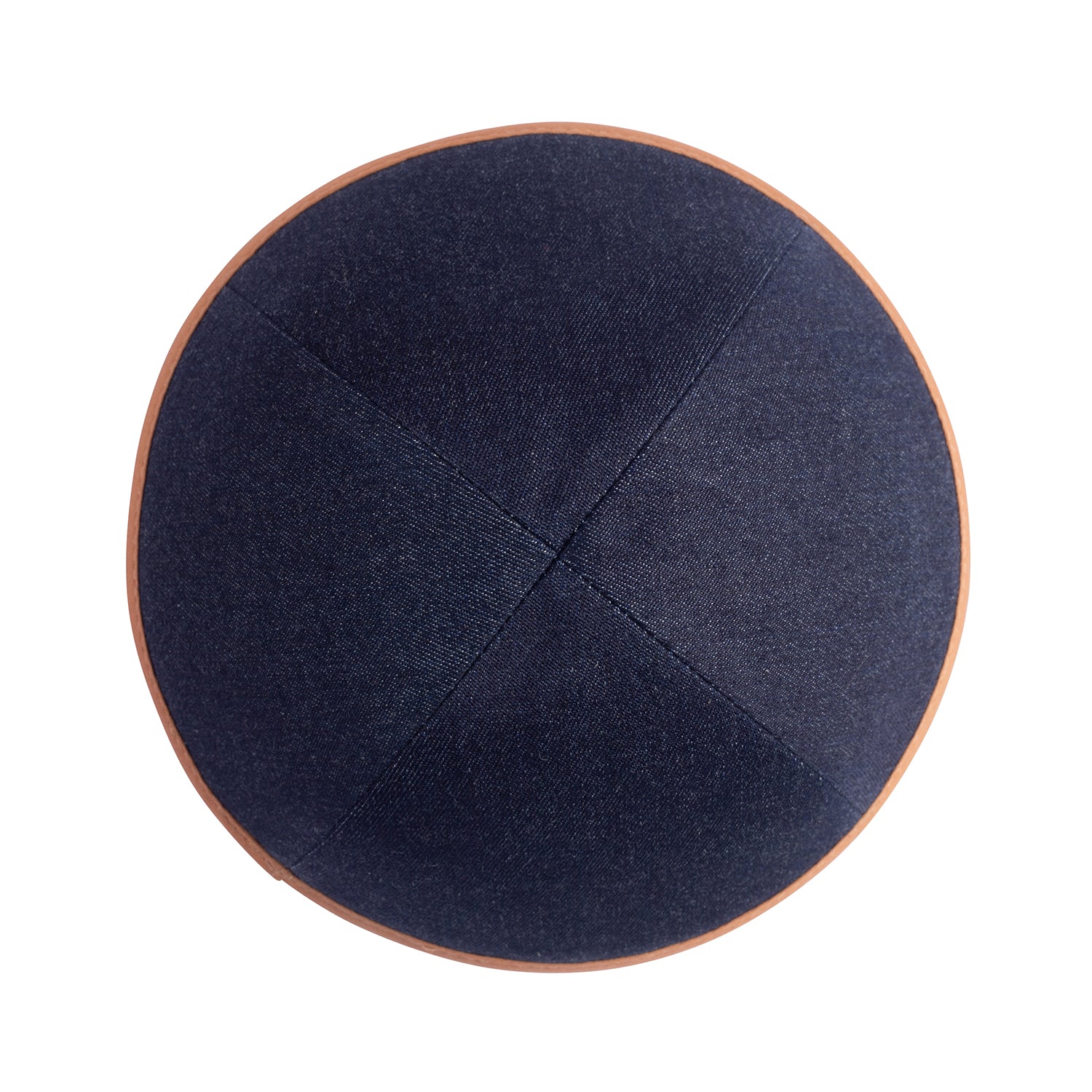 Navy Denim Kippah - showing rim trim, six-panel construction