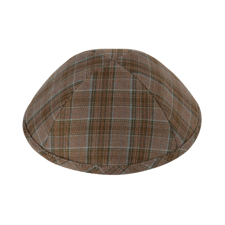 Box Plaid Kippah – Brown Blue Suiting Yarmulke