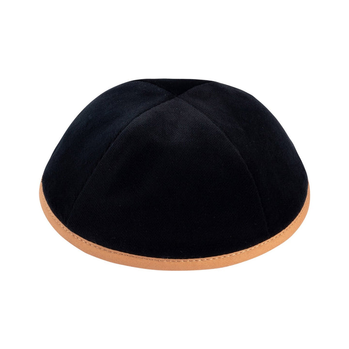 Black Velvet Kippah – Camel Rim Yarmulke