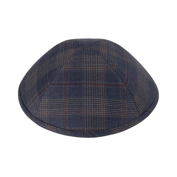 Striped Box Plaid Kippah – Maroon Suiting Yarmulke