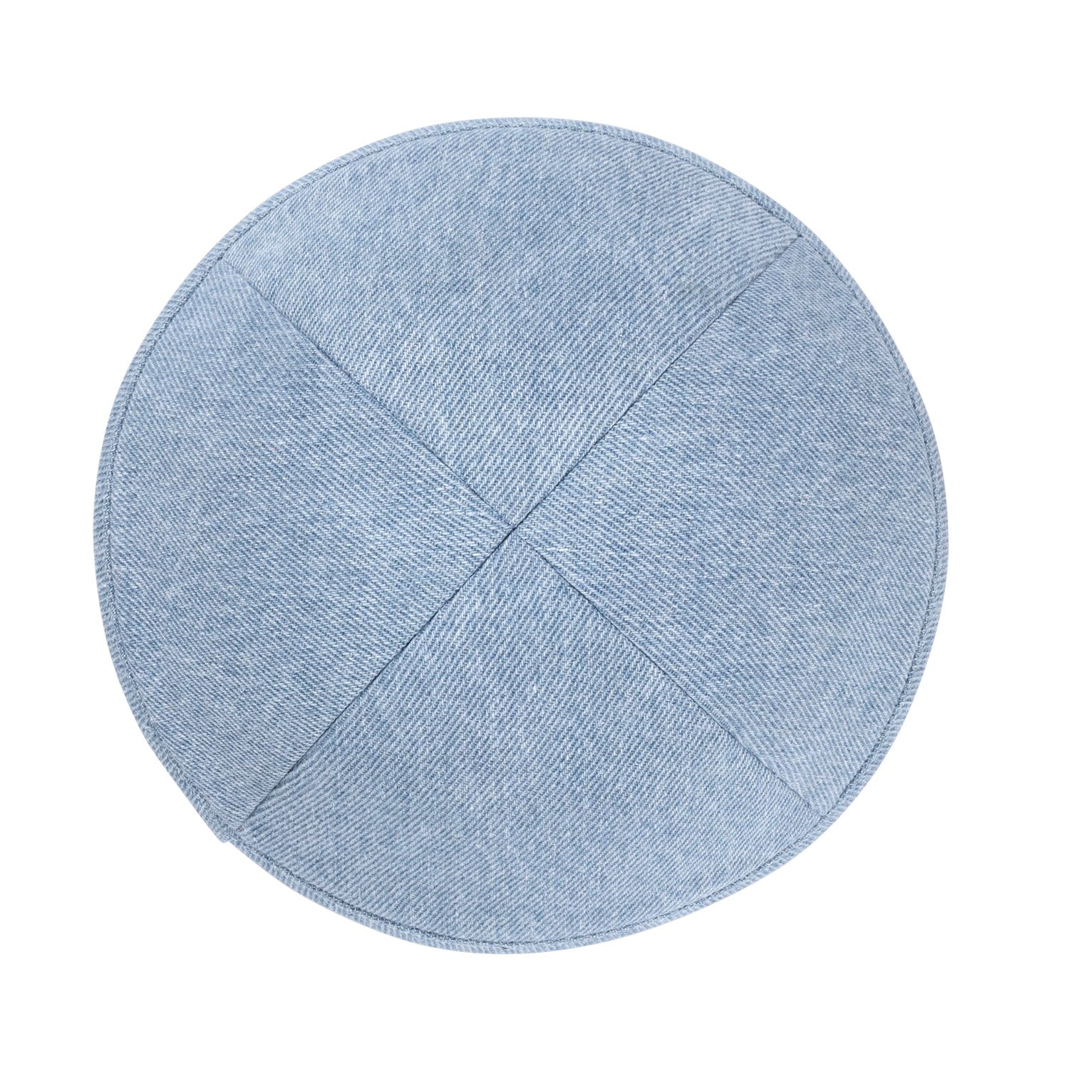 Denim Kippah - side view showing six-panel design
