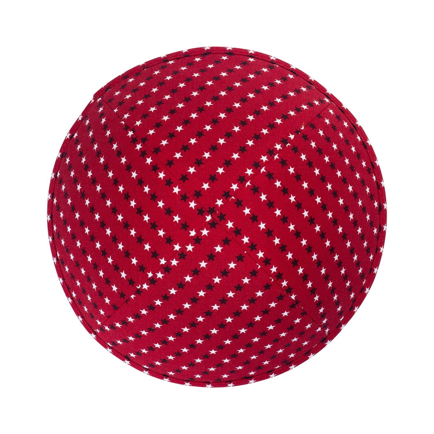 Patriotic Stars Yarmulke — side view of iKippah red cotton kippah with star print