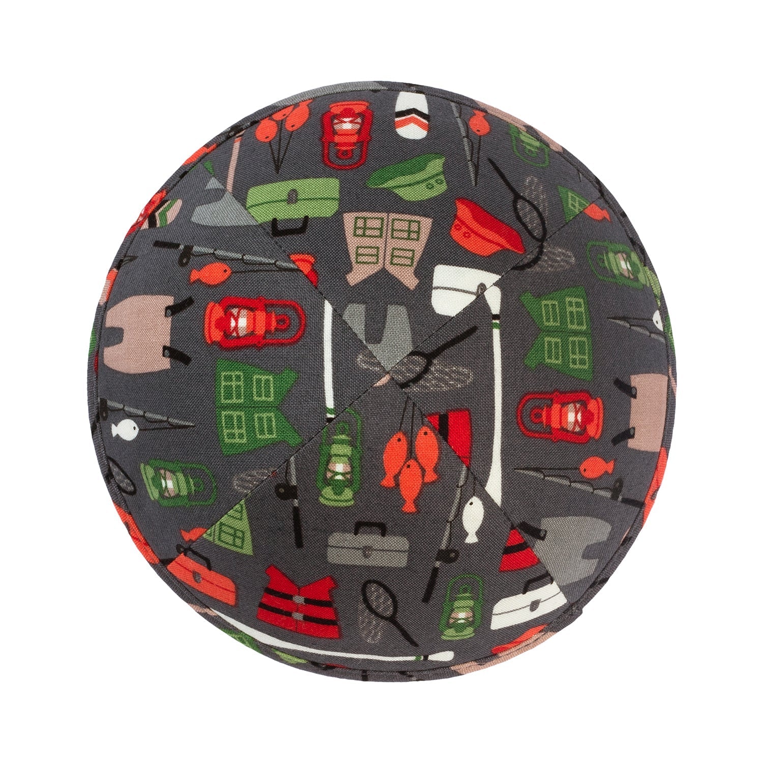 Gray Cotton Kippah - side view showing six-panel design