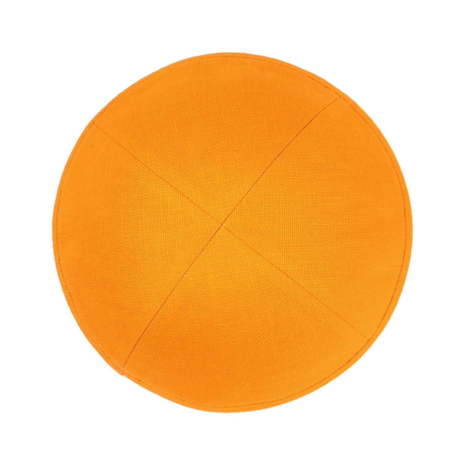 Orange Linen Kippah - side view showing six-panel design
