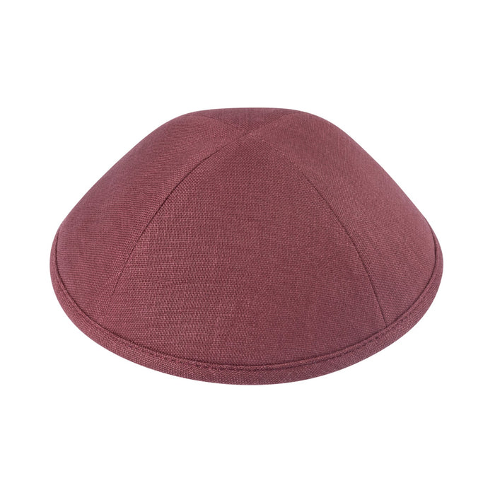 Maroon Linen Kippah - iKippah by Judaica Square