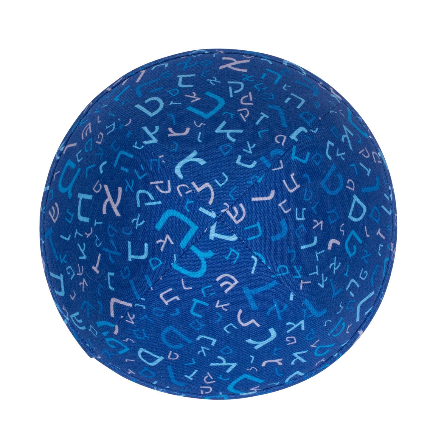 Aleph beis kippah – large Hebrew letters on royal blue cotton yarmulke for boys | Judaica Square Lakewood