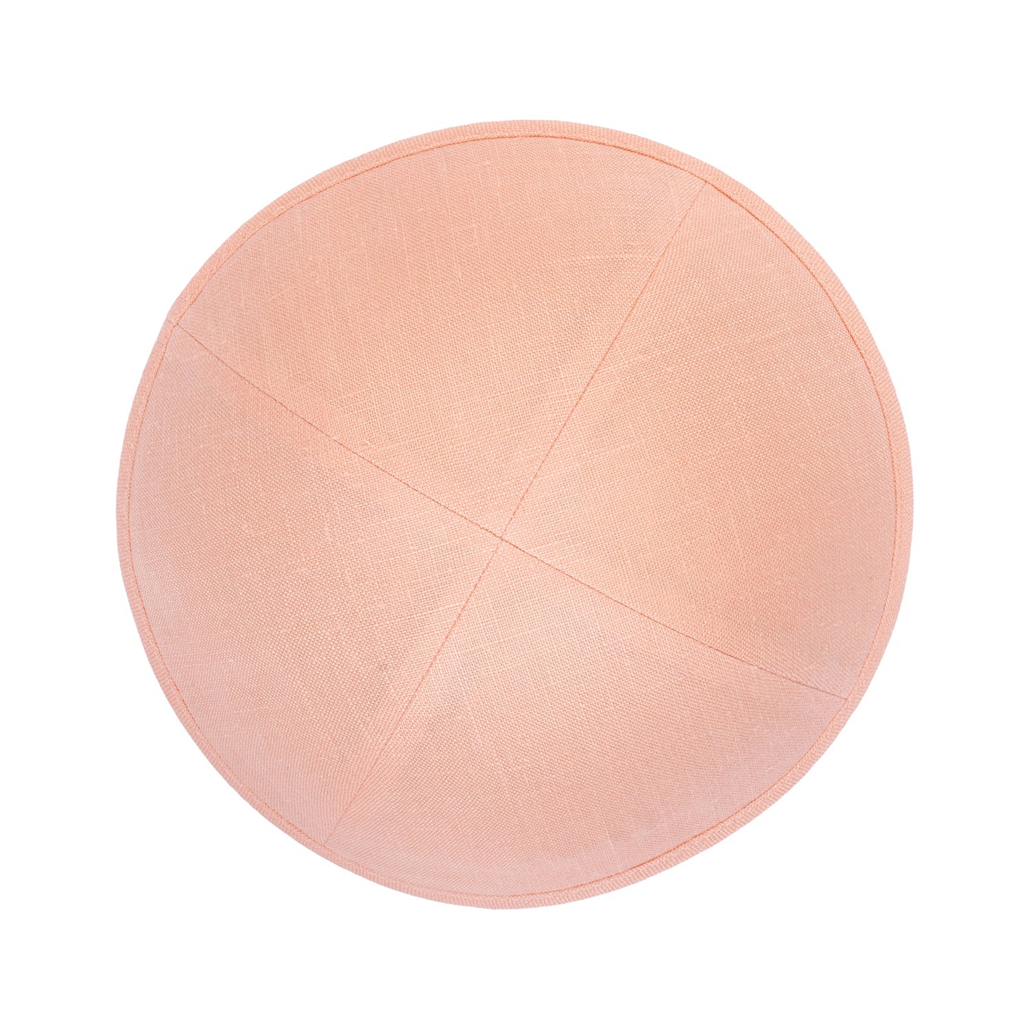 Salmon Linen Kippah - side view showing six-panel design