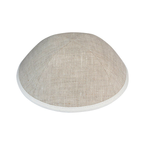 Tan Linen Kippah - iKippah by Judaica Square