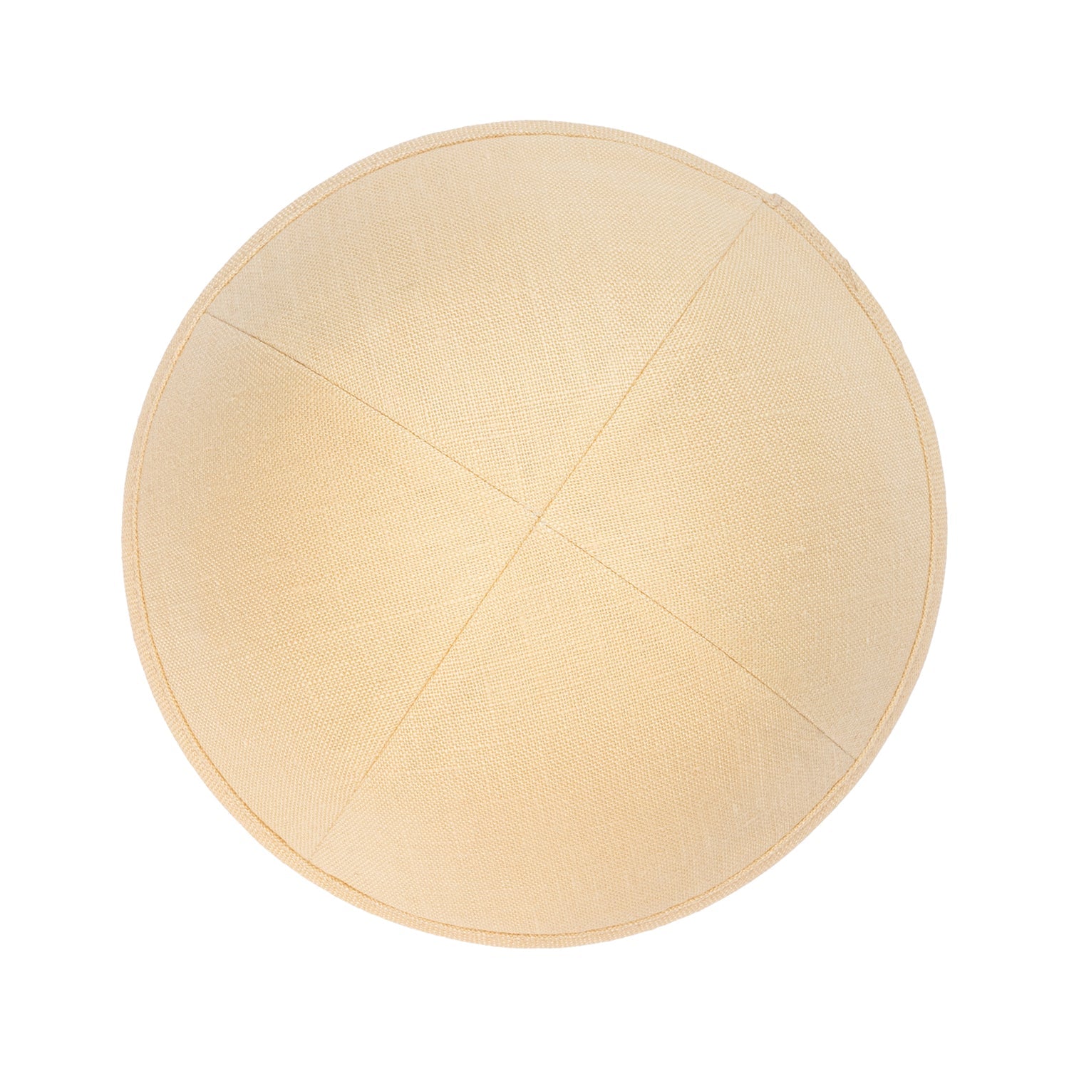 Yellow Linen Kippah - side view showing six-panel design