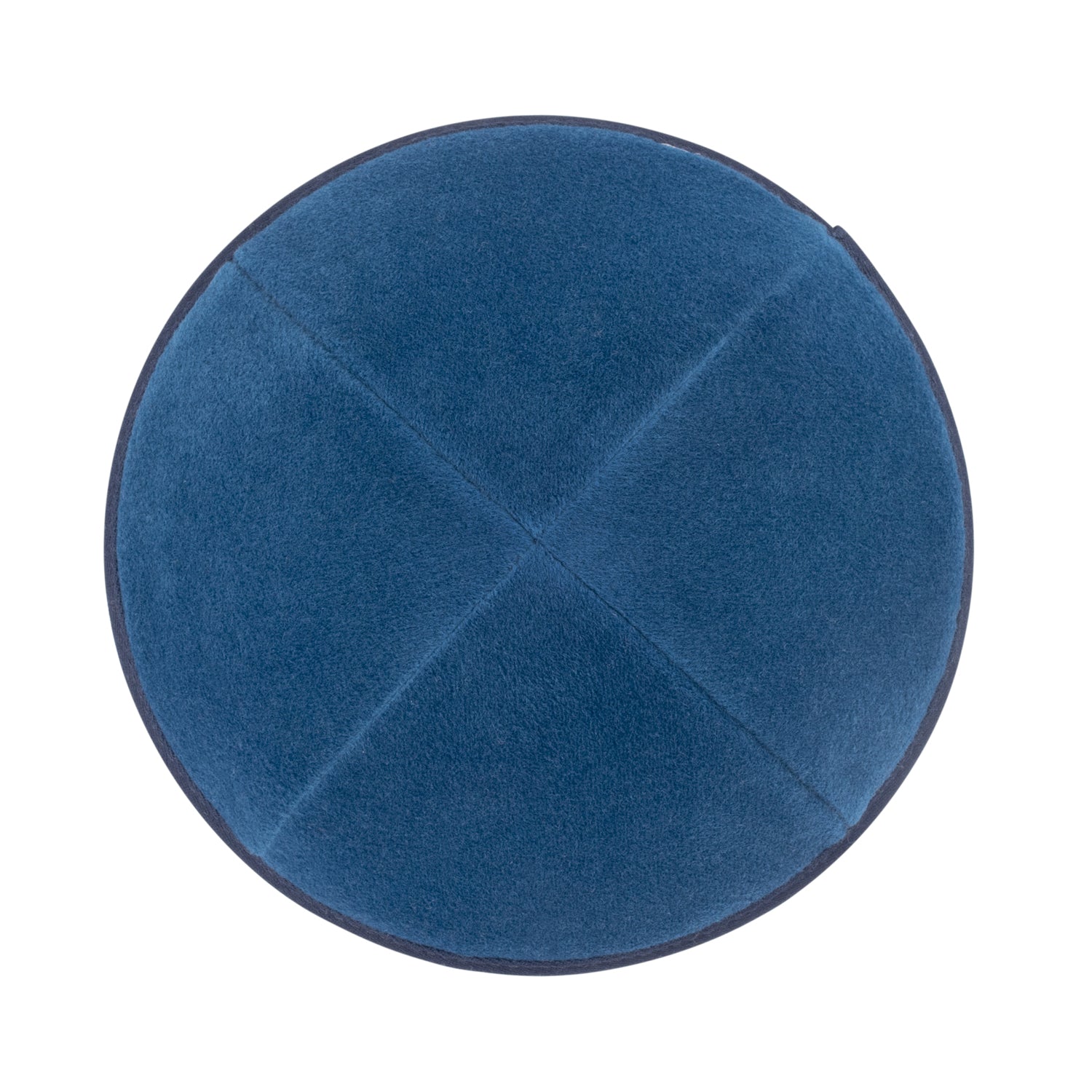 Blue Velvet Kippah - side view showing six-panel design