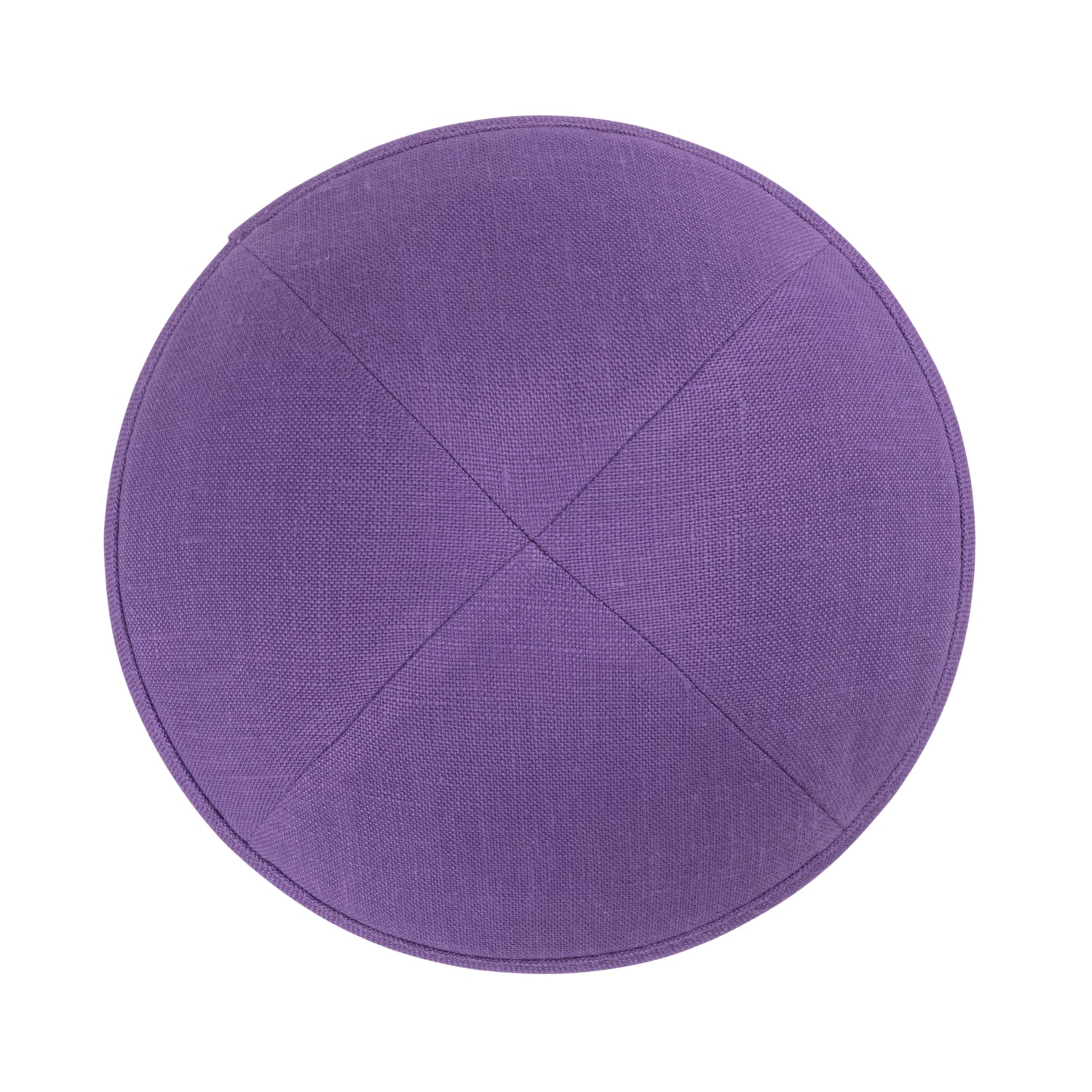 Purple Linen Kippah - side view showing six-panel design