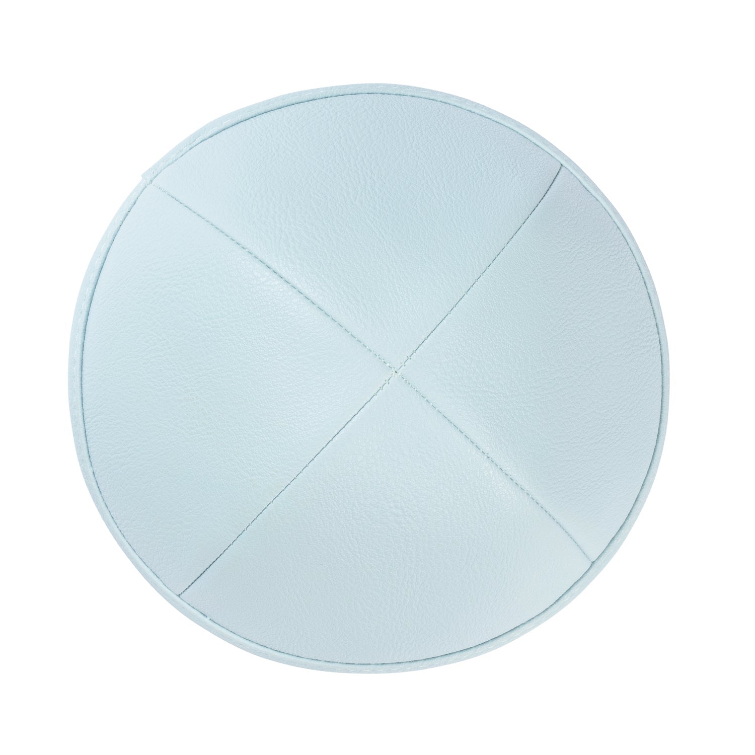 Blue Leather Kippah - side view showing six-panel design