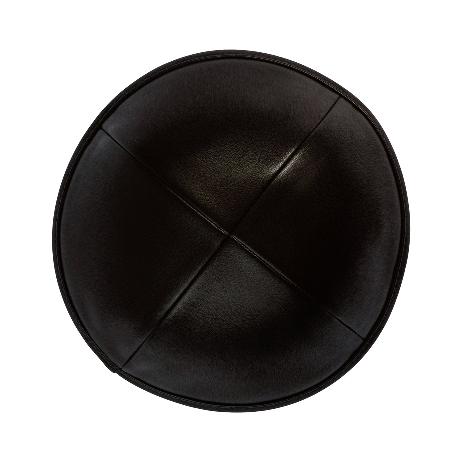 Brown Leather Kippah - side view showing six-panel design
