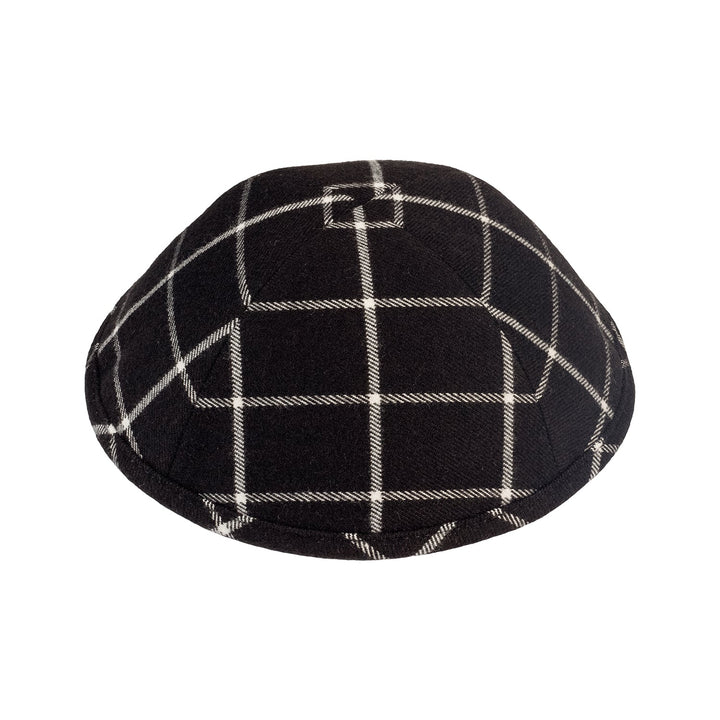 Plaid Kippah – Black Wool Yarmulke