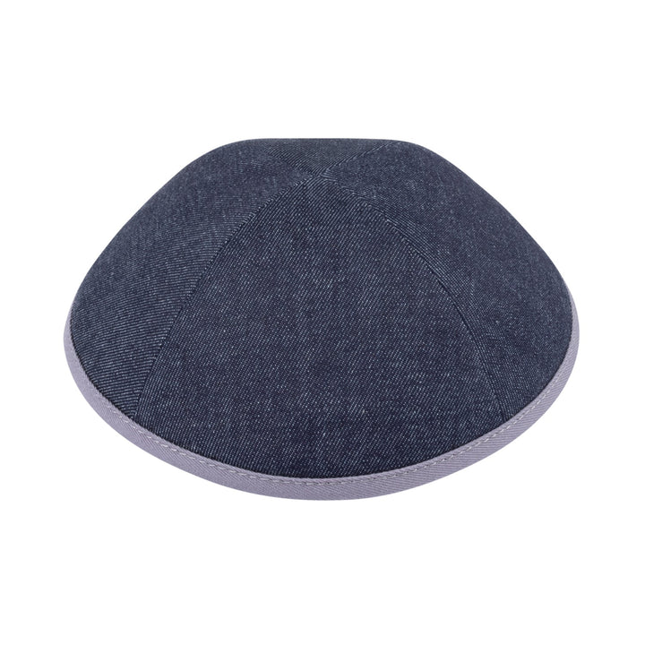 Navy Denim Kippah – Gray Rim Yarmulke