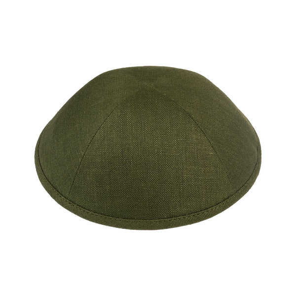 Olive Linen Kippah - iKippah by Judaica Square