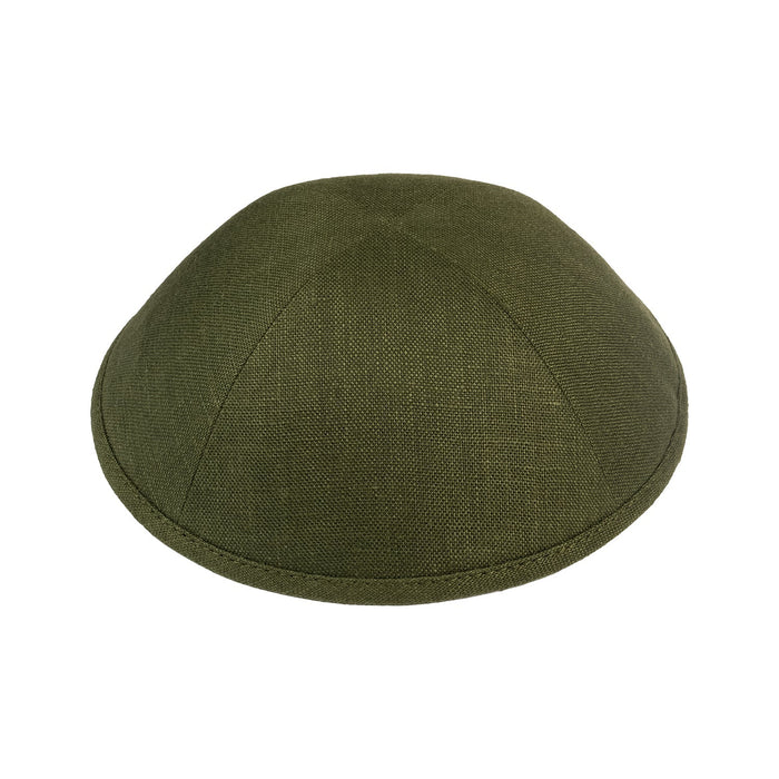 Olive Linen Kippah - iKippah by Judaica Square