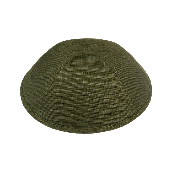 Hunter Kippah – Green Linen Yarmulke